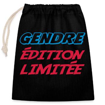 Limited edition GENDRE - Closable cotton gift bag (25x30cm) - black - Front
