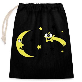 mond und sterne - Verschließbarer Geschenkbeutel aus Baumwolle (25x30cm) - Schwarz - Vorne