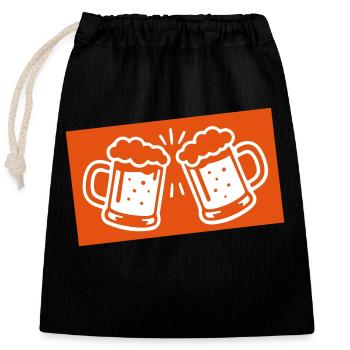 Bierglas Bier Symbol - Verschließbarer Geschenkbeutel aus Baumwolle (25x30cm) - Schwarz - Vorne