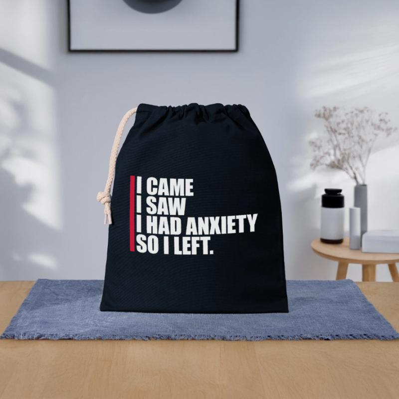 J’avais de l’anxiété en disant Sac cadeau en coton avec cordon (25 x 30 cm)