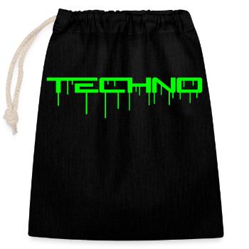 Techno Grüne Graffiti Spray Tropfen Musik Spruch - Verschließbarer Geschenkbeutel aus Baumwolle (25x30cm) - Schwarz - Vorne
