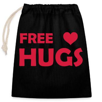free hugs - Verschließbarer Geschenkbeutel aus Baumwolle (25x30cm) - Schwarz - Vorne