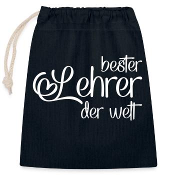 Lehrer - Verschließbarer Geschenkbeutel aus Baumwolle (25x30cm) - Navy - Vorne