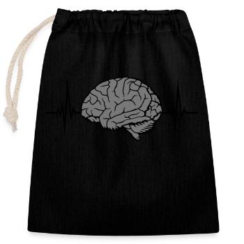 Heartbeat Pulse Brain - Closable cotton gift bag (25x30cm) - black - Front
