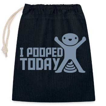 I pooped today Zitat - Verschließbarer Geschenkbeutel aus Baumwolle (25x30cm) - Navy - Vorne