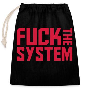 Fuck the system logo - Closable cotton gift bag (25x30cm) - black - Front