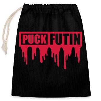 puck futin logo design - Closable cotton gift bag (25x30cm) - black - Front