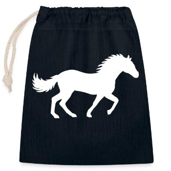 Rennendes Pferd Silhouette Design - Verschließbarer Geschenkbeutel aus Baumwolle (25x30cm) - Navy - Vorne
