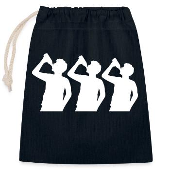 Silhouette 3 Friends Beer - Closable cotton gift bag (25x30cm) - navy - Front