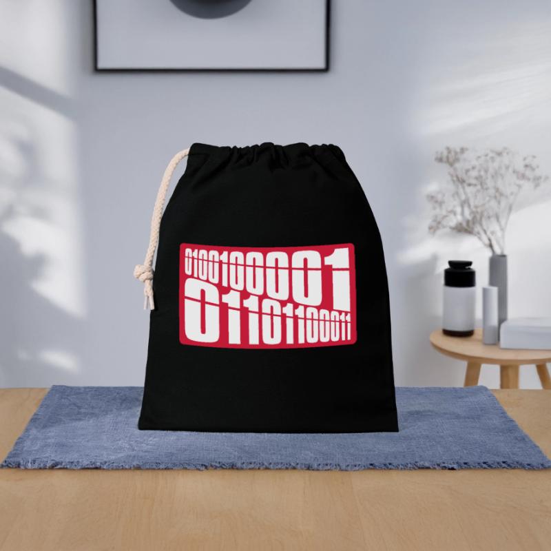Langage de programme de code binaire Sac cadeau en coton avec cordon (25 x 30 cm)