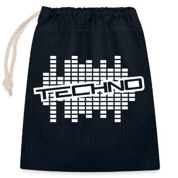 Techno Love Citation Dire Musique Fête Célébrer Logo - Sac cadeau en coton avec cordon (25 x 30 cm) - bleu marine - Devant