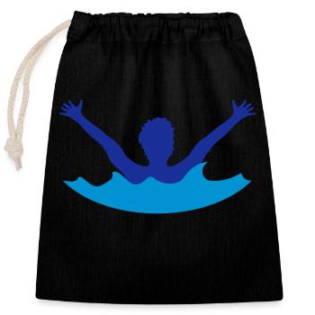 water drown help call shout emergency save w - Closable cotton gift bag (25x30cm) - black - Front