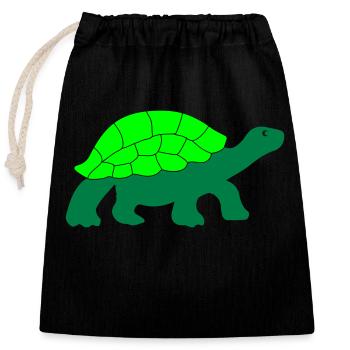 Turtle - Closable cotton gift bag (25x30cm) - black - Front