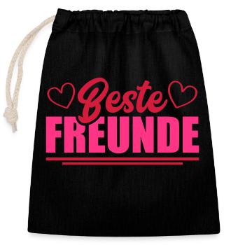 Meilleurs ami - Sac cadeau en coton avec cordon (25 x 30 cm) - noir - Devant