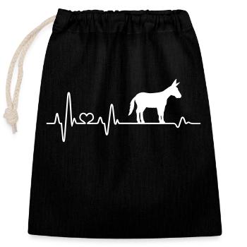 Heartbeat Donkey Muli Mule Farm Animal Farmer - Closable cotton gift bag (25x30cm) - black - Front