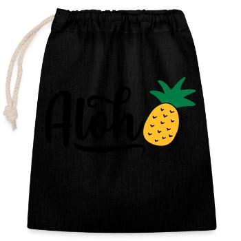 Aloha Ananas - Verschließbarer Geschenkbeutel aus Baumwolle (25x30cm) - Schwarz - Vorne