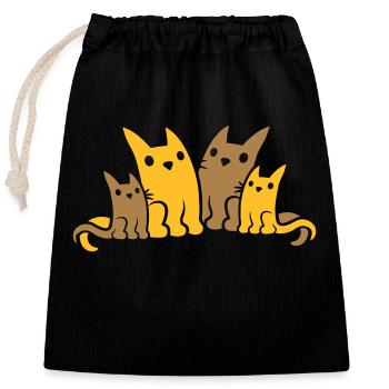 Papa Mama Cats Family - Closable cotton gift bag (25x30cm) - black - Front