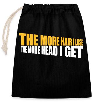 I get more head - Closable cotton gift bag (25x30cm) - black - Front