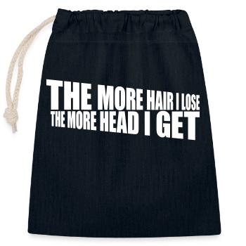 I get more head - Closable cotton gift bag (25x30cm) - navy - Front