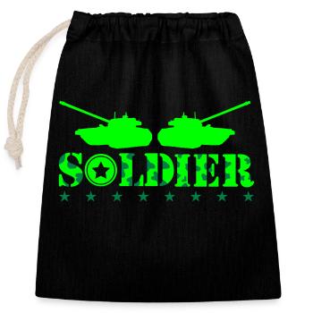 Soldier Tank - Closable cotton gift bag (25x30cm) - black - Front