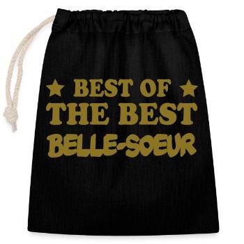 BEST OF THE BEST Sister-in-law - Closable cotton gift bag (25x30cm) - black - Front
