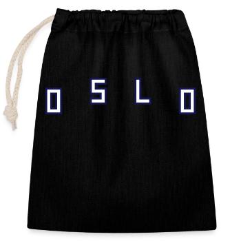 Oslo - Sac cadeau en coton avec cordon (25 x 30 cm) - noir - Devant