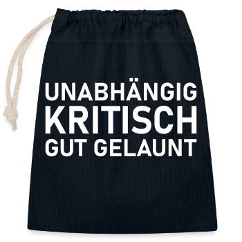 unabhaengig kritisch gutgelaunt pfad weiss - Verschließbarer Geschenkbeutel aus Baumwolle (25x30cm) - Navy - Vorne