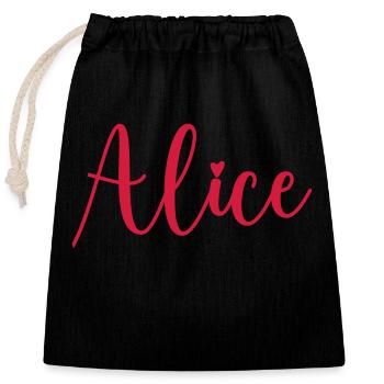 Nom Alice - Sac cadeau en coton avec cordon (25 x 30 cm) - noir - Devant
