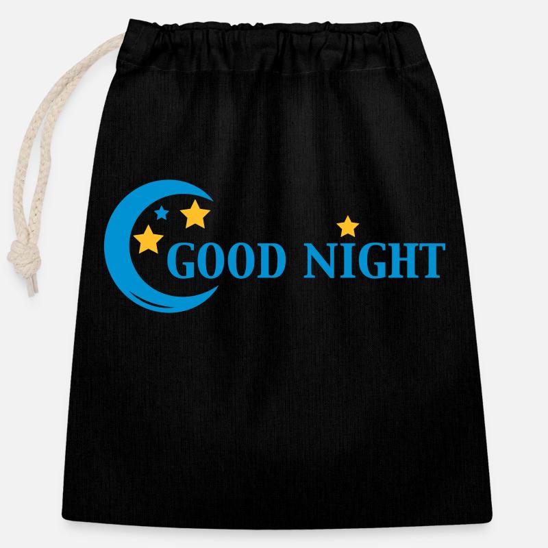 Bonne nuit - Sac cadeau en coton avec cordon (25 x 30 cm) - noir