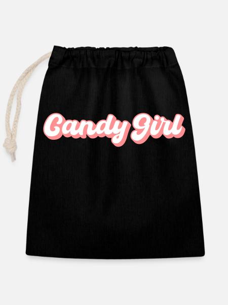 Candy Girl - Verschließbarer Geschenkbeutel aus Baumwolle (25x30cm) - Schwarz
