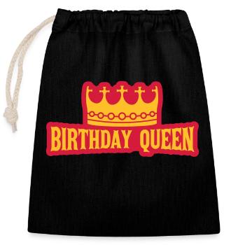 Saying Birthday Queen Logo - Closable cotton gift bag (25x30cm) - black - Front