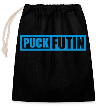 puck futin logo design - Closable cotton gift bag (25x30cm) - black - Front