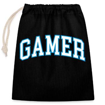 GAMER - Verschließbarer Geschenkbeutel aus Baumwolle (25x30cm) - Schwarz - Vorne