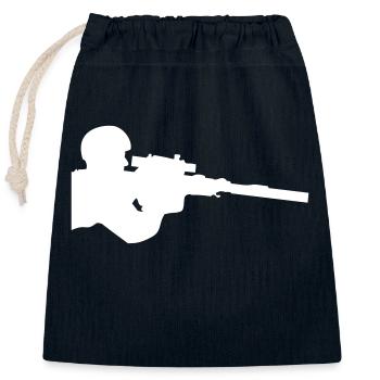 Sniper Gamer Rifle Scope Soldier Shooter War Aim - Closable cotton gift bag (25x30cm) - navy - Front