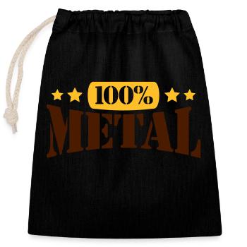 100% Heavy Metal Musique Timbre Texte Logo - Sac cadeau en coton avec cordon (25 x 30 cm) - noir - Devant