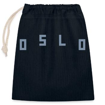 Oslo - Sac cadeau en coton avec cordon (25 x 30 cm) - bleu marine - Devant