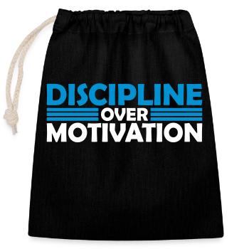 Citation de discipline sur la motivation - Sac cadeau en coton avec cordon (25 x 30 cm) - noir - Devant