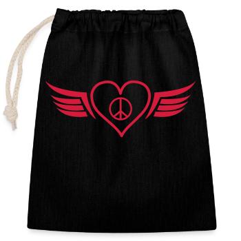 Heart Wings Peace - Closable cotton gift bag (25x30cm) - black - Front
