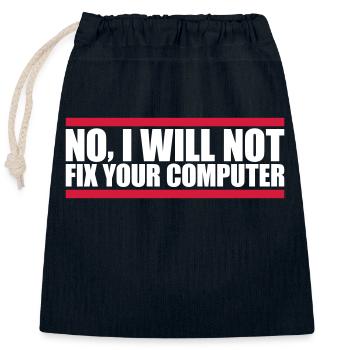 not fix your computer - Closable cotton gift bag (25x30cm) - navy - Front
