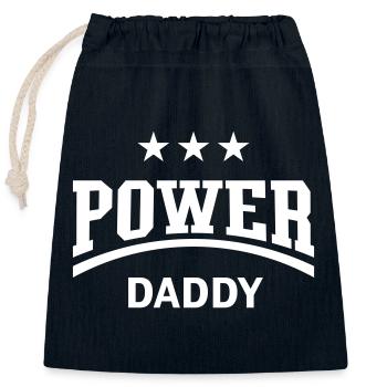 Power Daddy (Dad / Papa / Father’s Day / White) - Closable cotton gift bag (25x30cm) - navy - Front