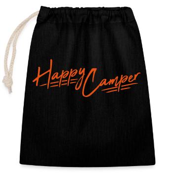 Happy Camper Camping Design - Closable cotton gift bag (25x30cm) - black - Front