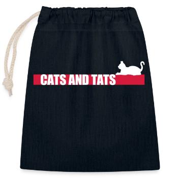 cats and tats Zitat - Verschließbarer Geschenkbeutel aus Baumwolle (25x30cm) - Navy - Vorne