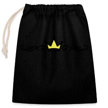Crown Ornament - Closable cotton gift bag (25x30cm) - black - Front