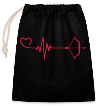 Bow and arrow Love Pulse Heart - Closable cotton gift bag (25x30cm) - black - Front