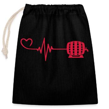 Beer keg pulse heartbeat love - Closable cotton gift bag (25x30cm) - black - Front