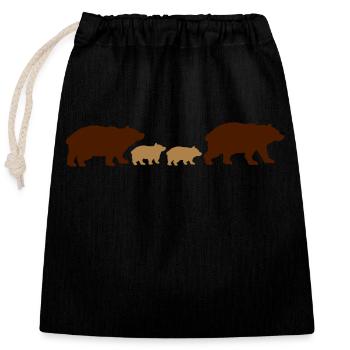 Baby's Bear Family - Closable cotton gift bag (25x30cm) - black - Front