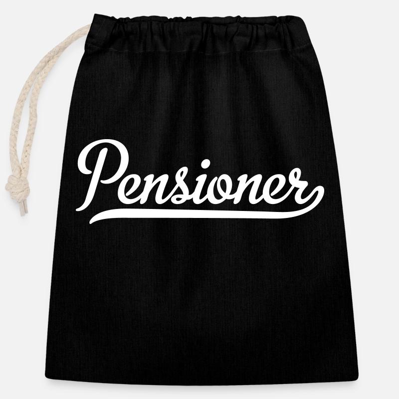 Pensioner - Verschließbarer Geschenkbeutel aus Baumwolle (25x30cm) - Schwarz