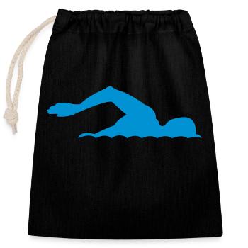 natation - Sac cadeau en coton avec cordon (25 x 30 cm) - noir - Devant