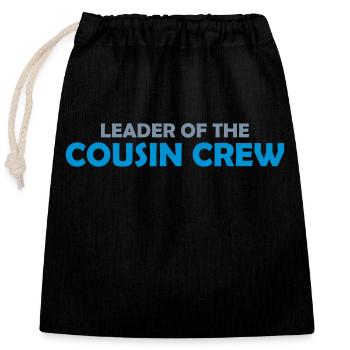 Leader Cousin Crew Team - Verschließbarer Geschenkbeutel aus Baumwolle (25x30cm) - Schwarz - Vorne