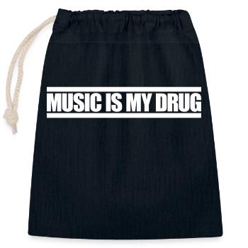 La musique est ma médecine Drogue Spruch Musik Droge Fête - Sac cadeau en coton avec cordon (25 x 30 cm) - bleu marine - Devant